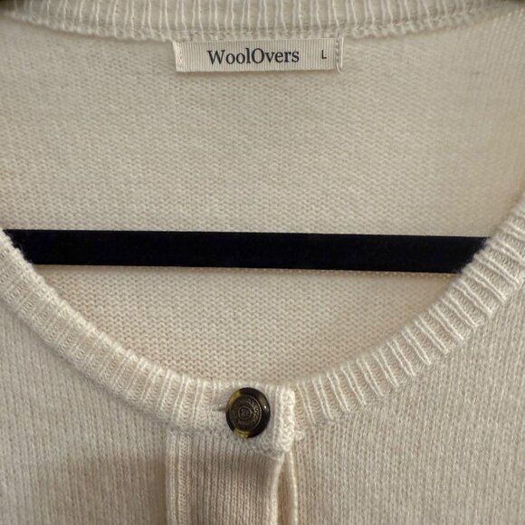WoolOvers Cream Crew Neck Cardigan 100% Lambswool Size Large - Picture 2 of 5